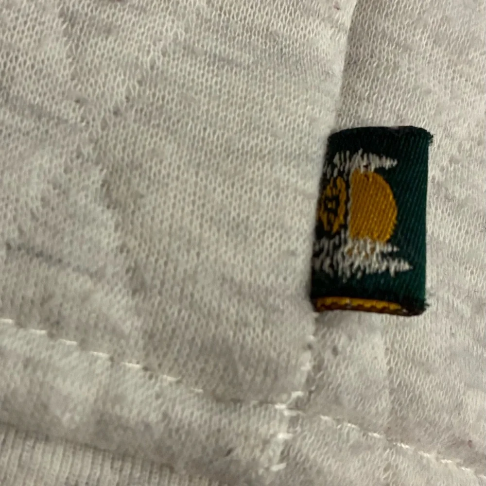 Quilted Crewneck Hoodie Sweatshirt in Cream with Tan Pocket